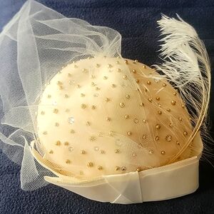 Adolfo ll Vintage Elegant  Hat with White Lace Overlay